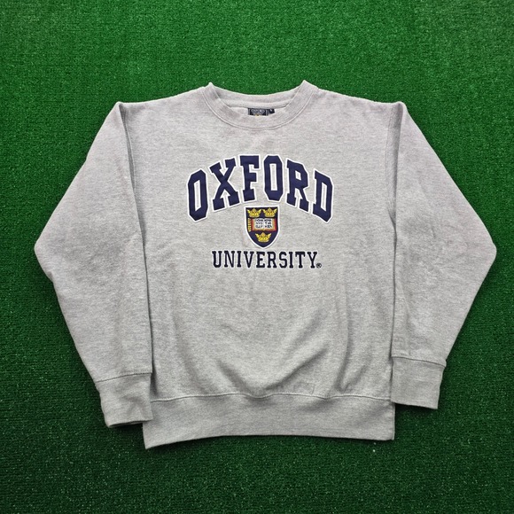 Oxford University Sweatshirt Mens Small Gray Pullover Embroidered Varsity Preppy - Picture 1 of 8
